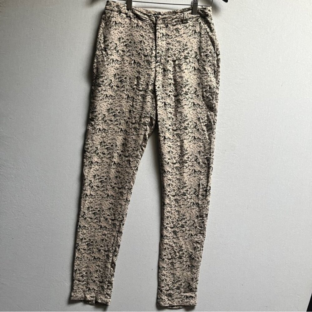 Obakki patterned silk taper relaxed pants Sz 4/ 30" waist